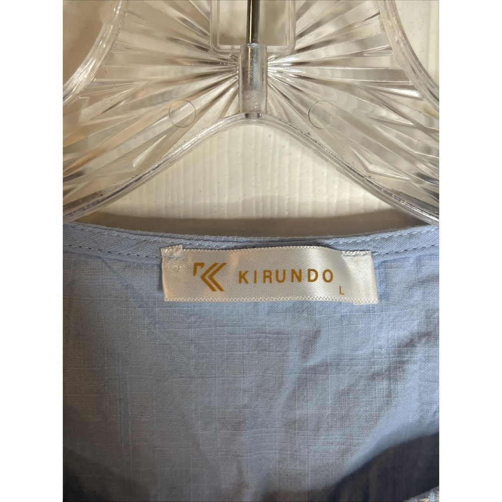 Kirundo Dress Blue Embroidered Boho Flutter Sleeve Sundress Size Large - Picture 7 of 8
